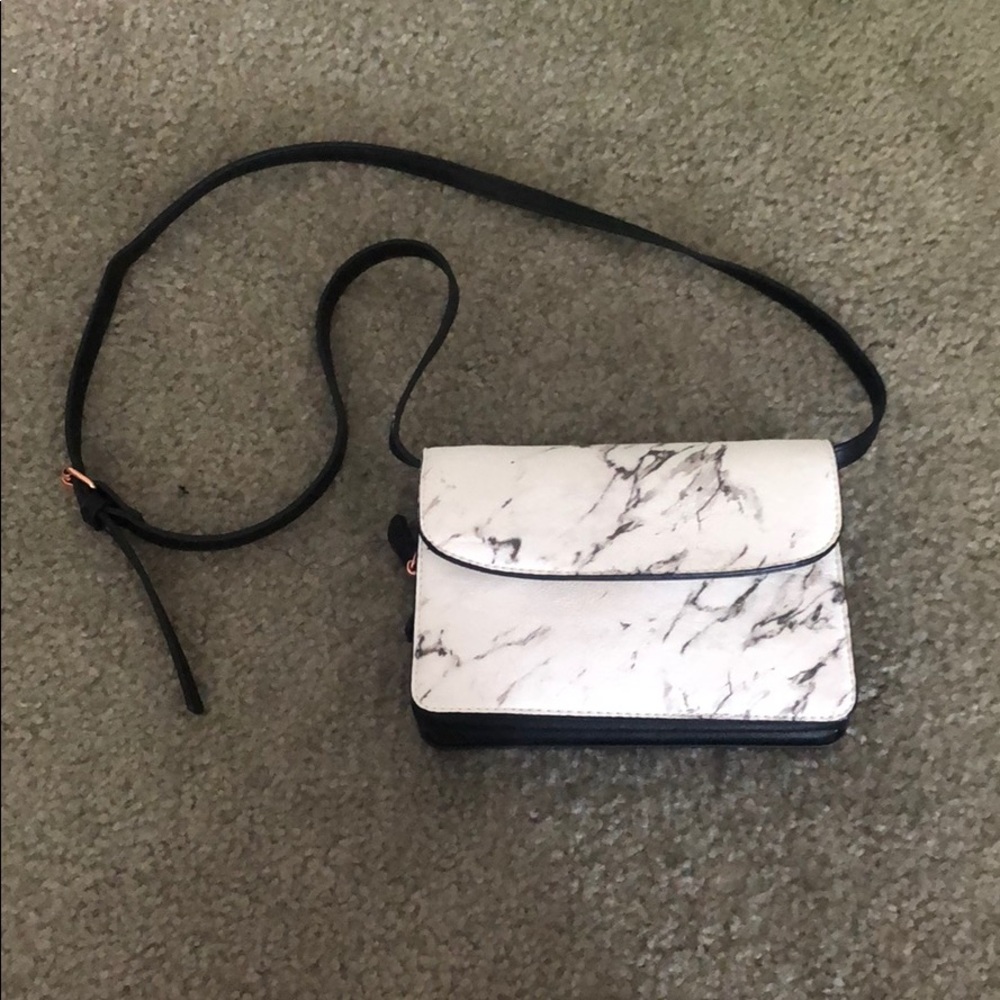 Marble print cross body bag